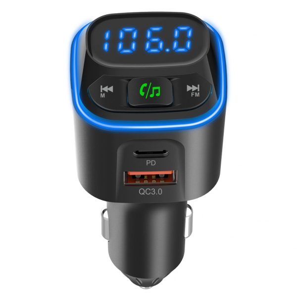BC80 Bluetooth Car Kit FM Transmitter Hands free MP3 Player with Dual USB Car Charger PD Fast Charger