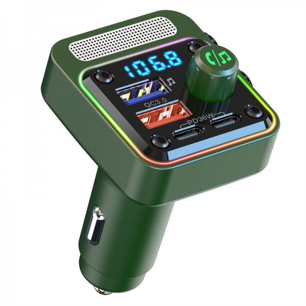 Factory Direct Sales Wholesale Army Green Colorful Lights 54W Fast Charging Car Charger BC91
